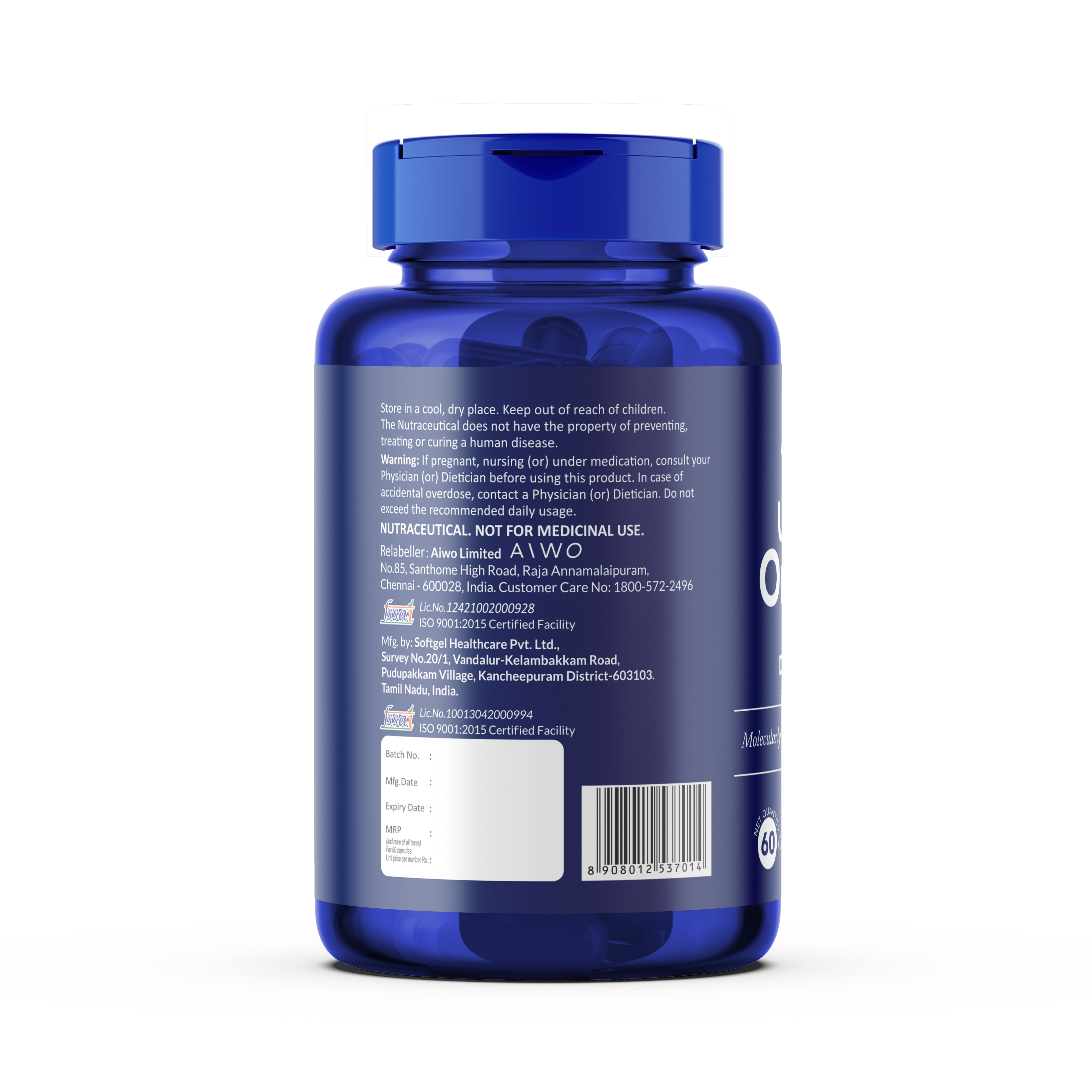 Aiwo Ultimate Omega 3 Double Strength 360mg EPA & 240mg DHA 1000mg