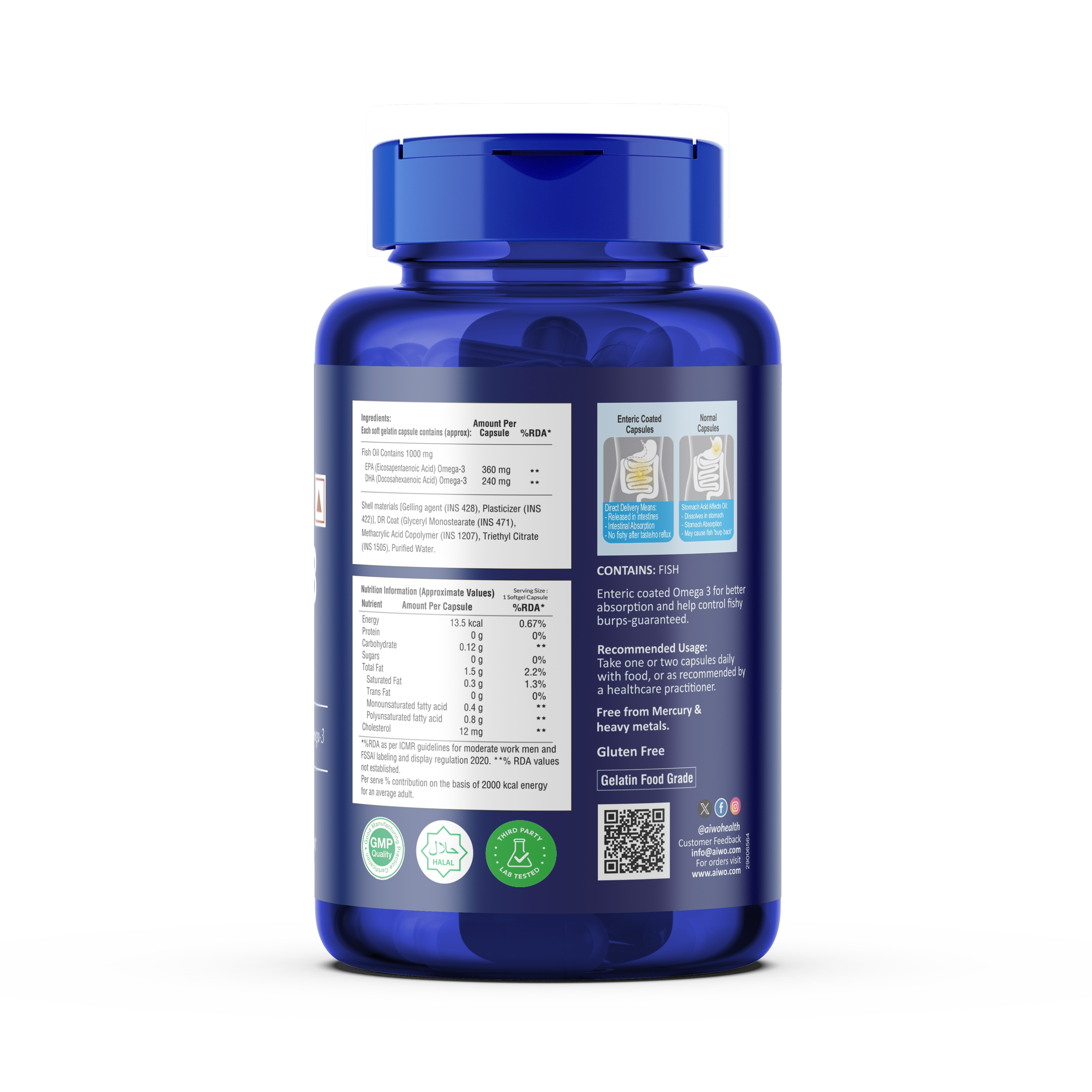 Aiwo Ultimate Omega 3 Double Strength 360mg EPA & 240mg DHA 1000mg