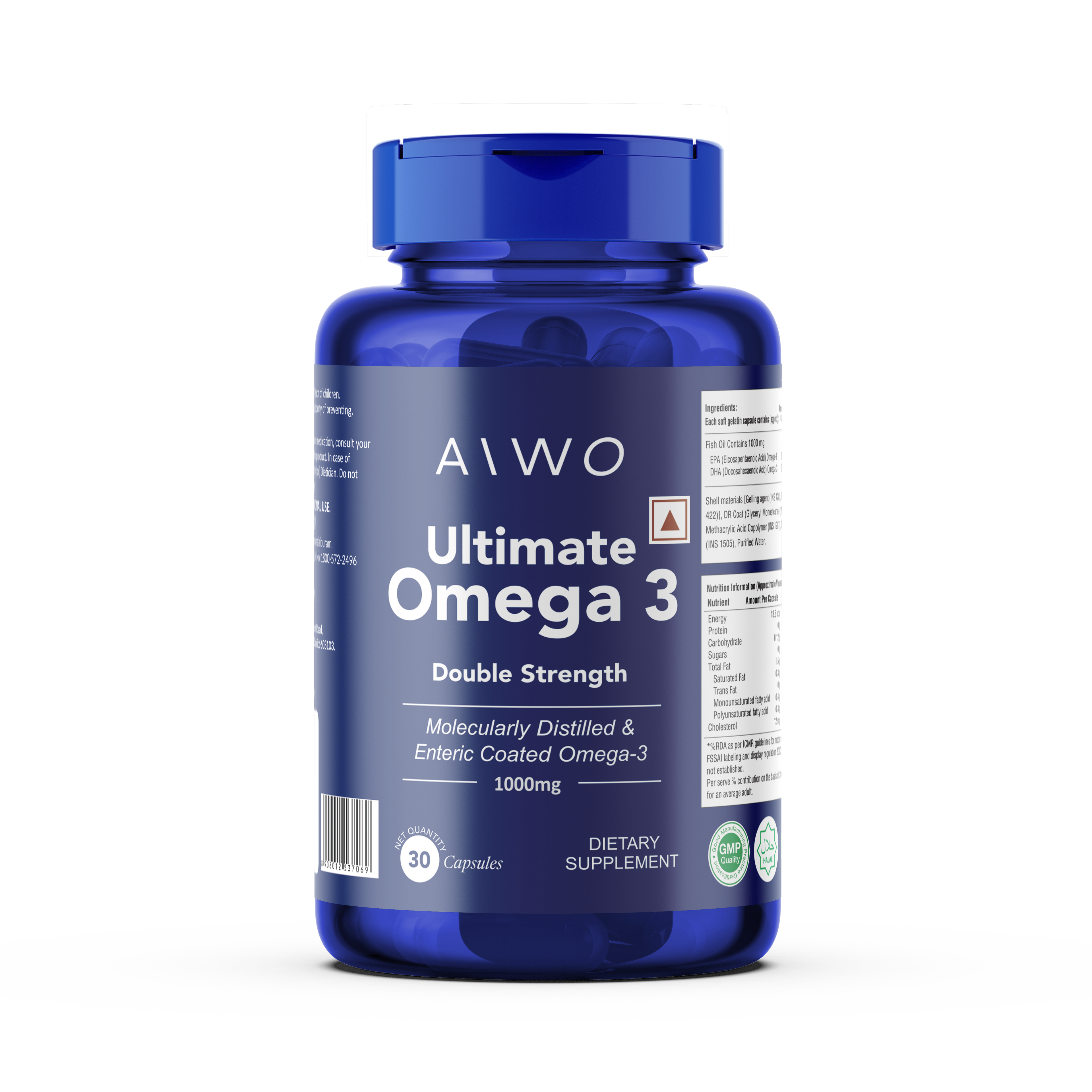 Aiwo Ultimate Omega 3 Double Strength 360mg EPA & 240mg DHA 1000mg