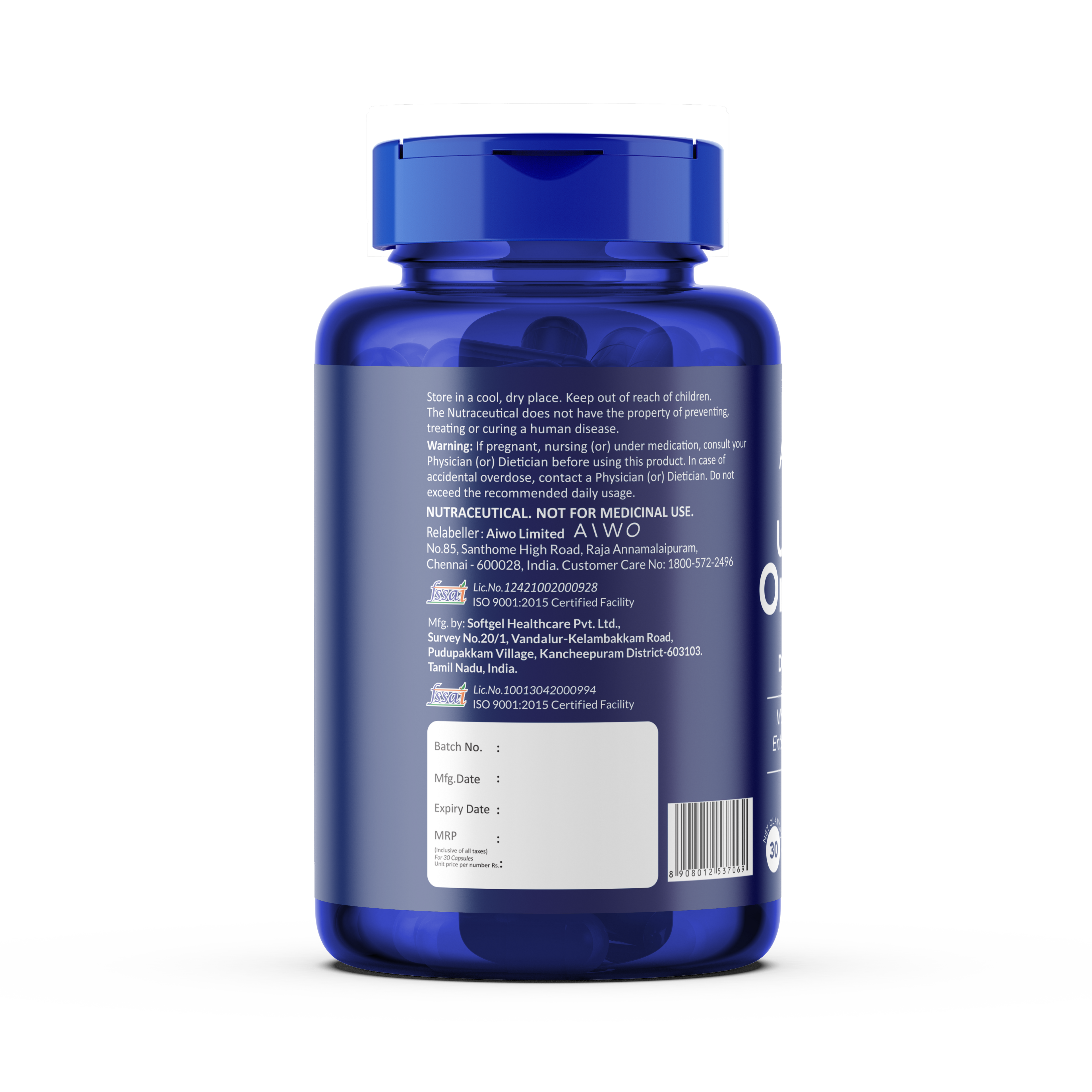 Aiwo Ultimate Omega 3 Double Strength 360mg EPA & 240mg DHA 1000mg
