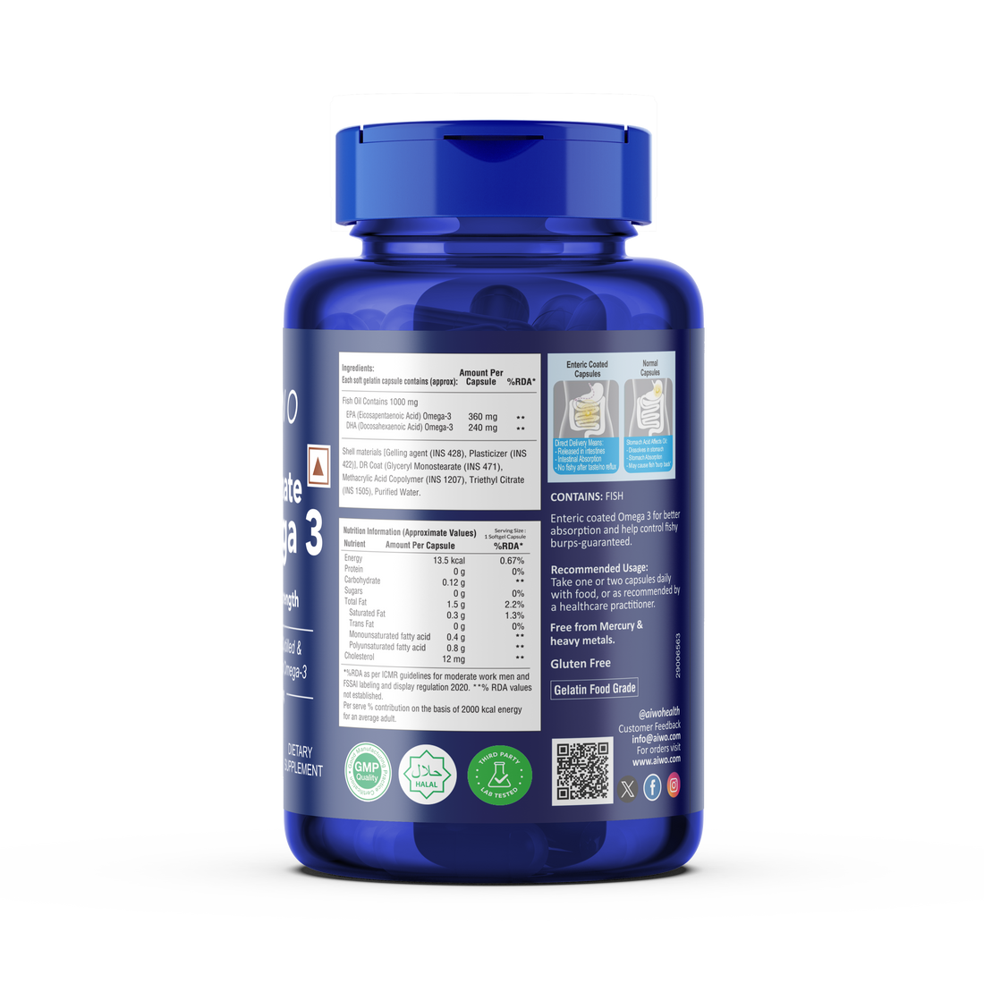 Aiwo Ultimate Omega 3 Double Strength 360mg EPA & 240mg DHA 1000mg