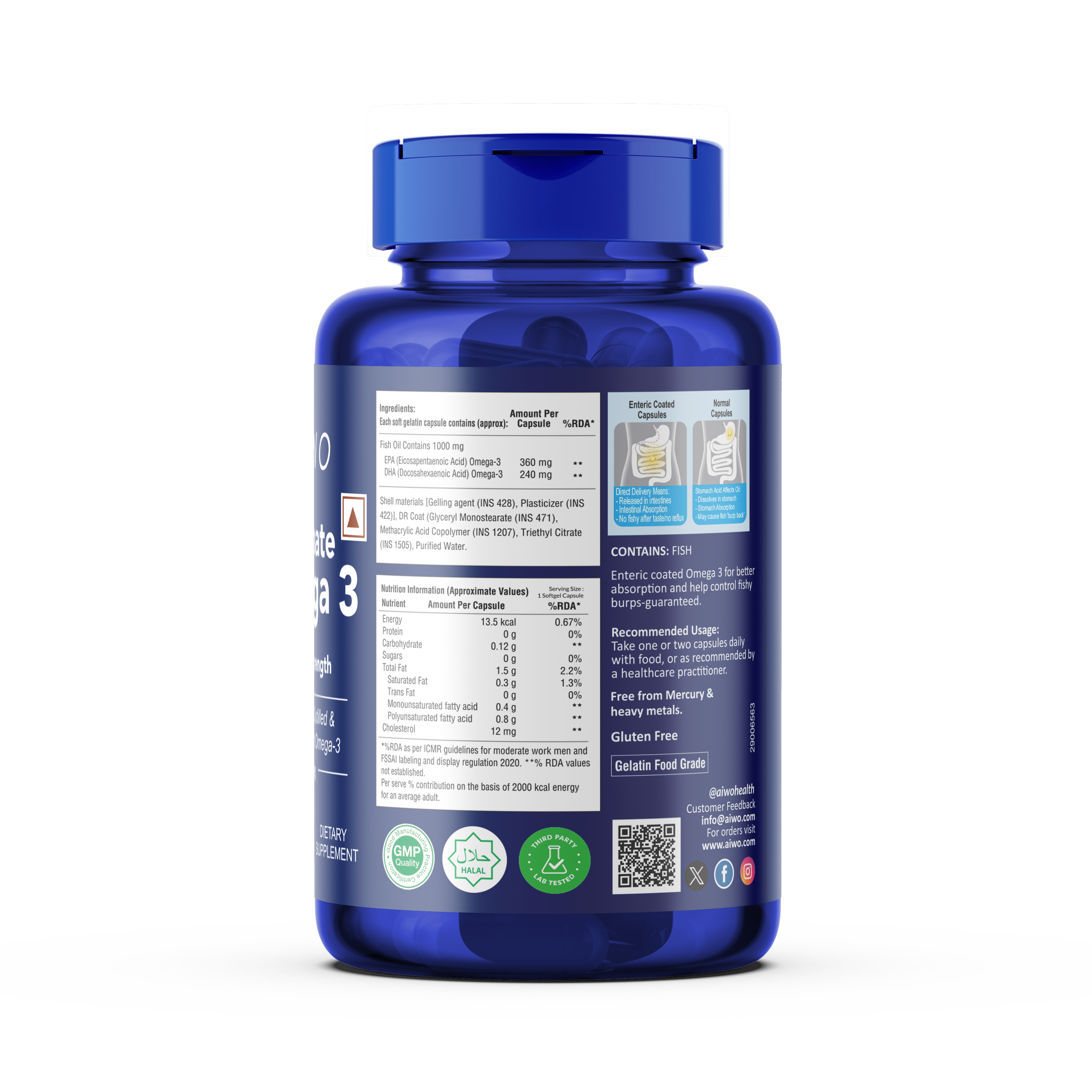 Aiwo Ultimate Omega 3 Double Strength 360mg EPA & 240mg DHA 1000mg