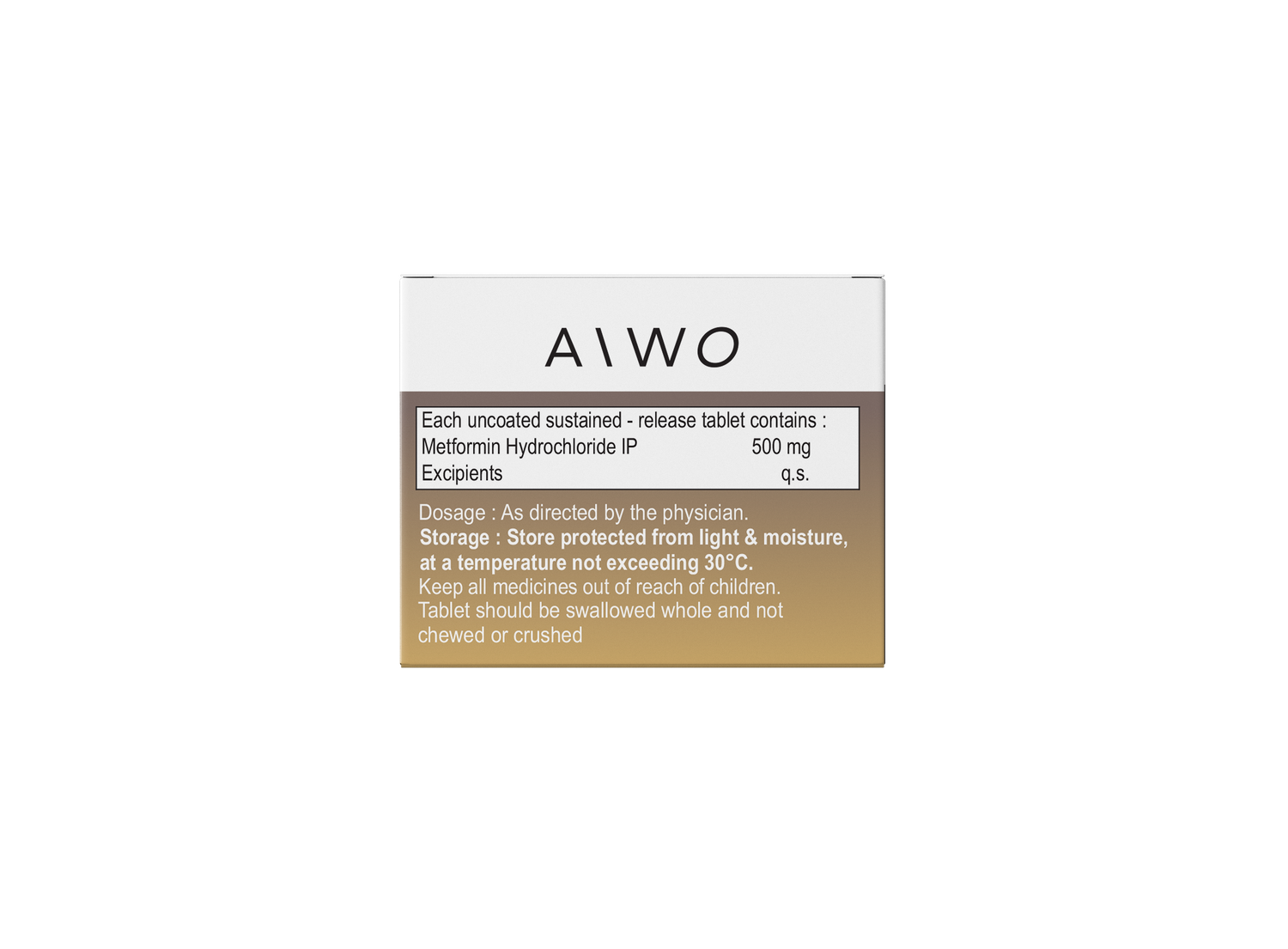 AiWO Metformin HCl 500mg Tablets - Effective Blood Sugar Control
