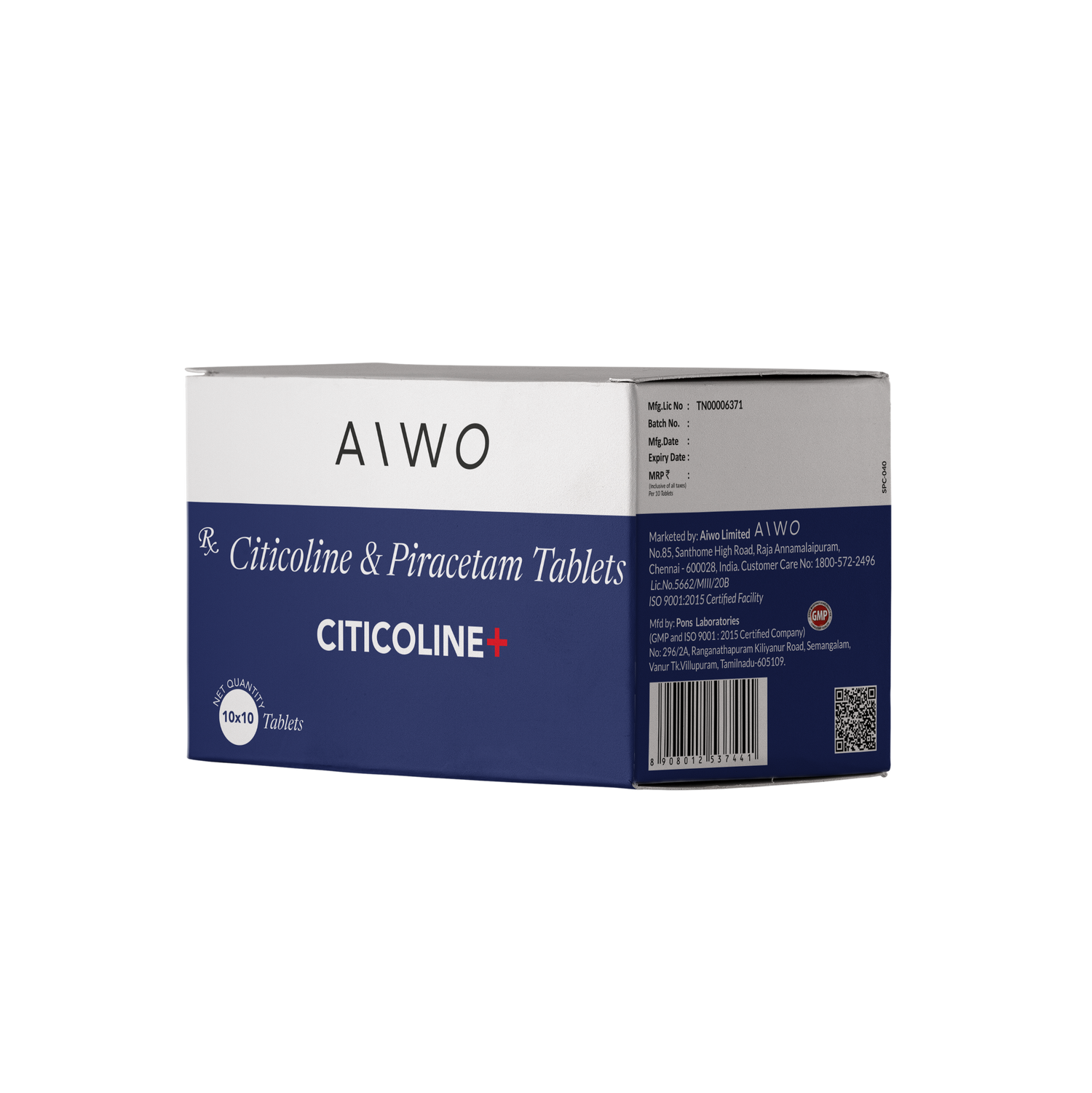 AIWO CITICOLINE+ 500mg and Piracetam 800mg supplement for cognitive enhancement1