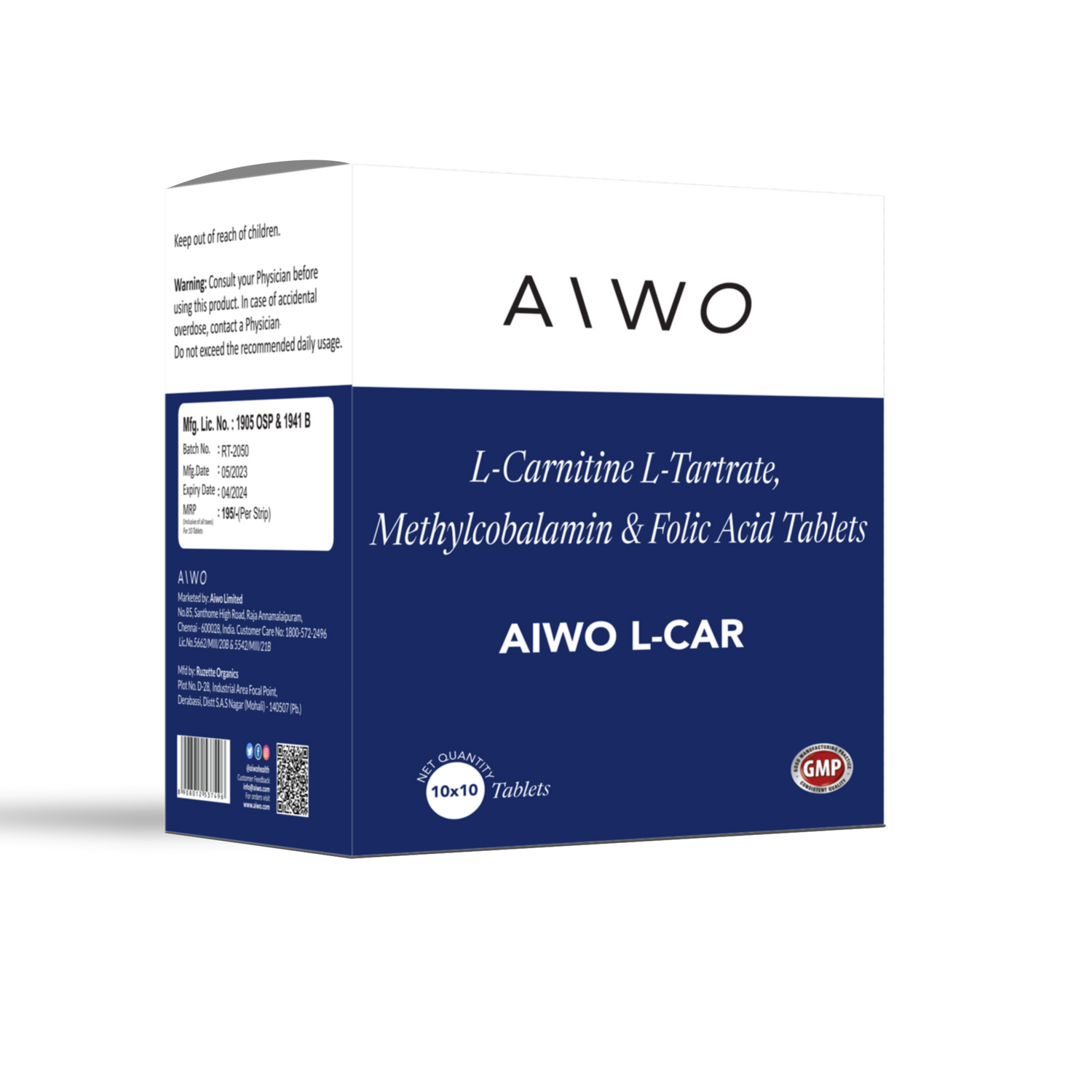 Aiwo L- Carnitine L- Tartrate, methylcobalamin and folic acid tablets