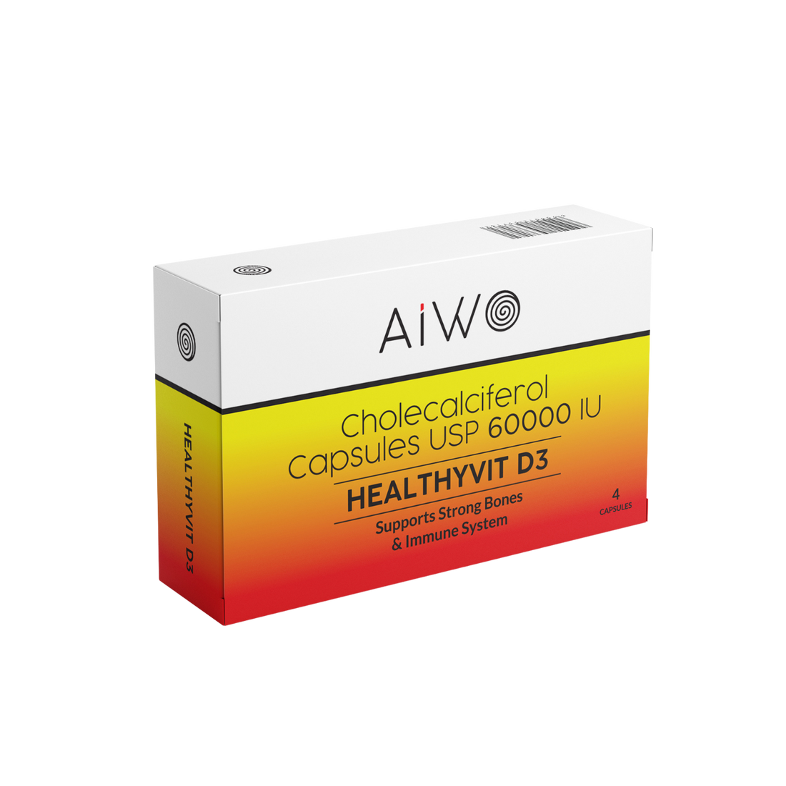 Aiwo HealthyVitD3 60000 IU Cholecalciferol Capsules