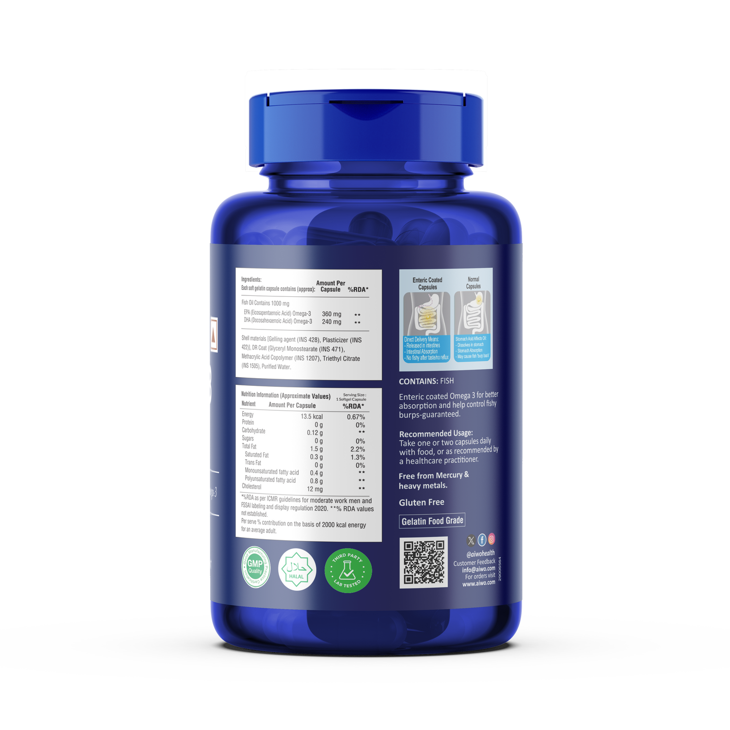 Aiwo Ultimate Omega 3 Double Strength 360mg EPA &amp; 240mg DHA 1000mg