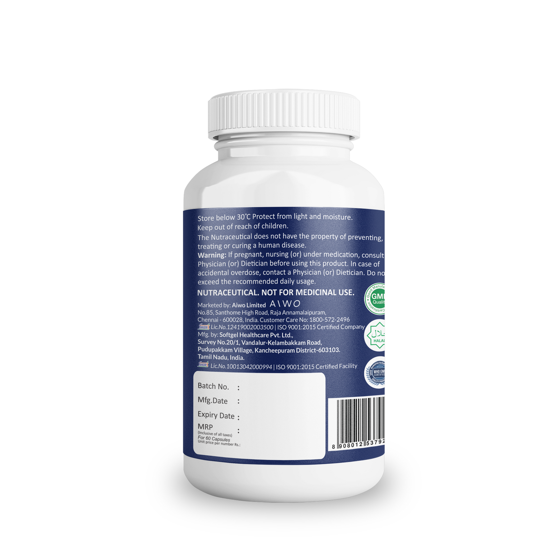 AIWO Glucosamine Sulphate 750 mg supplement for joint health0