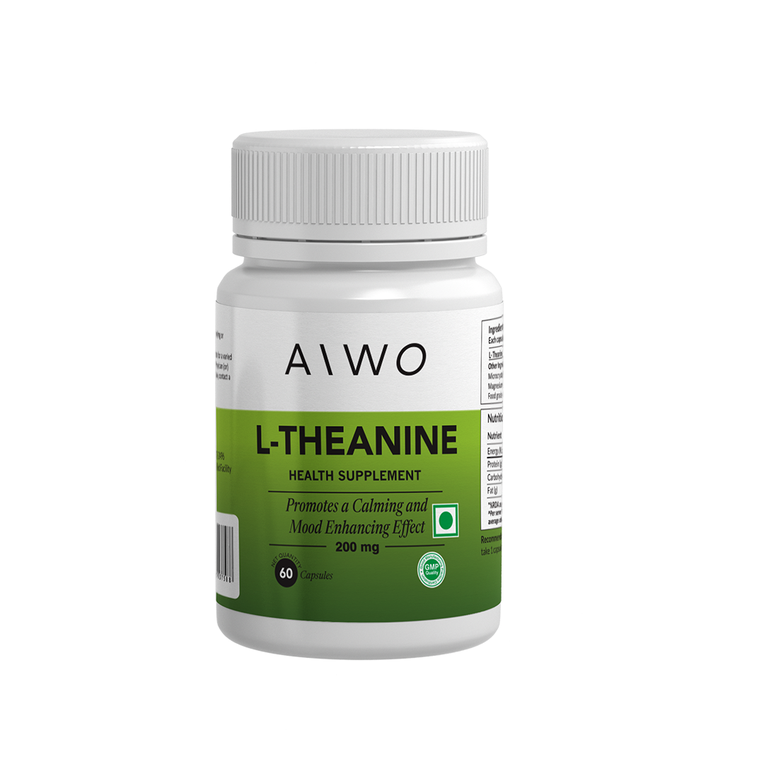 L- Theanine Supplement bottle with label on a white background