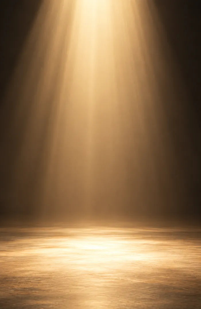 A beam of warm light falling across a dark room