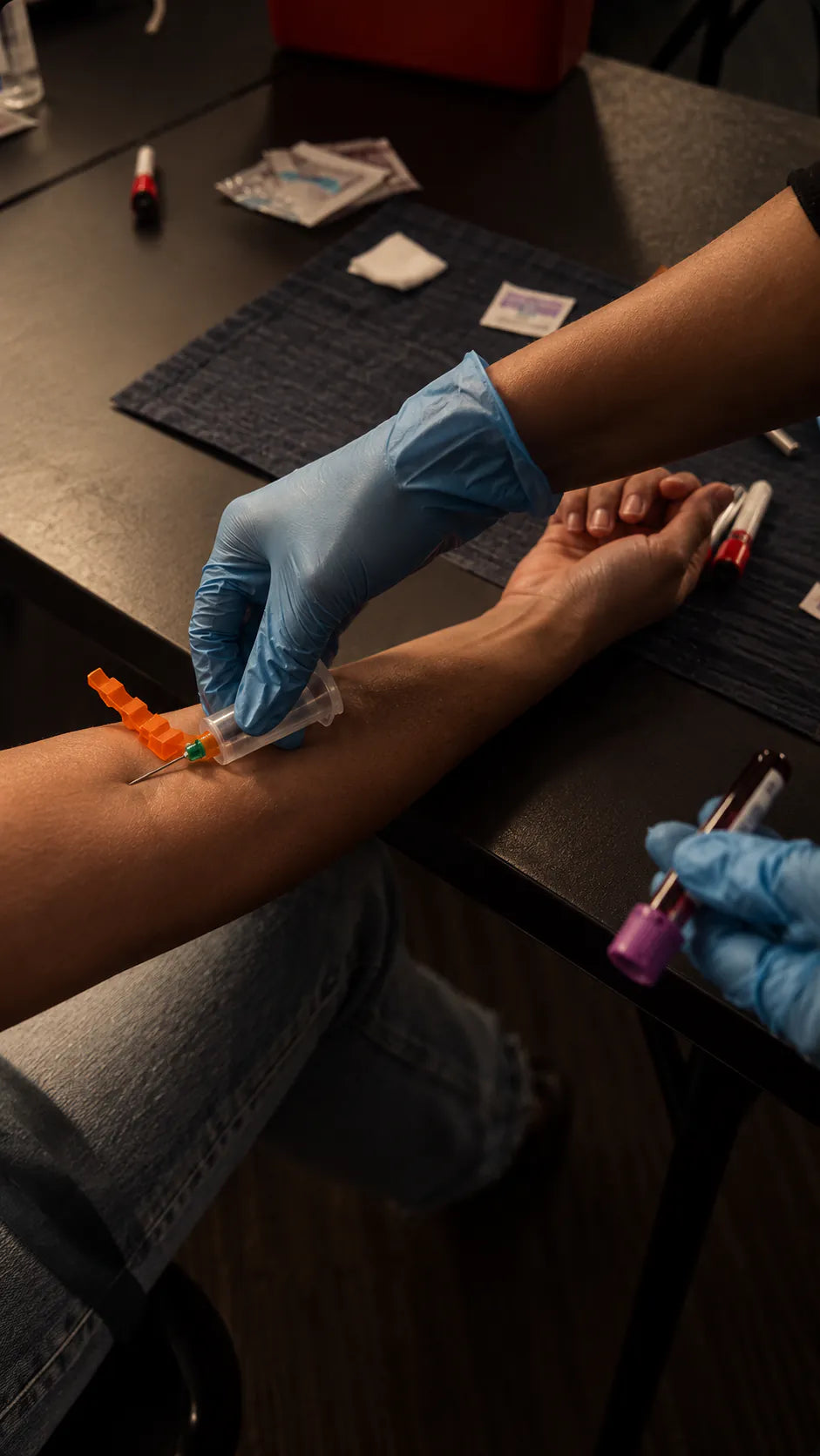 Blood being drawn from a patient’s arm